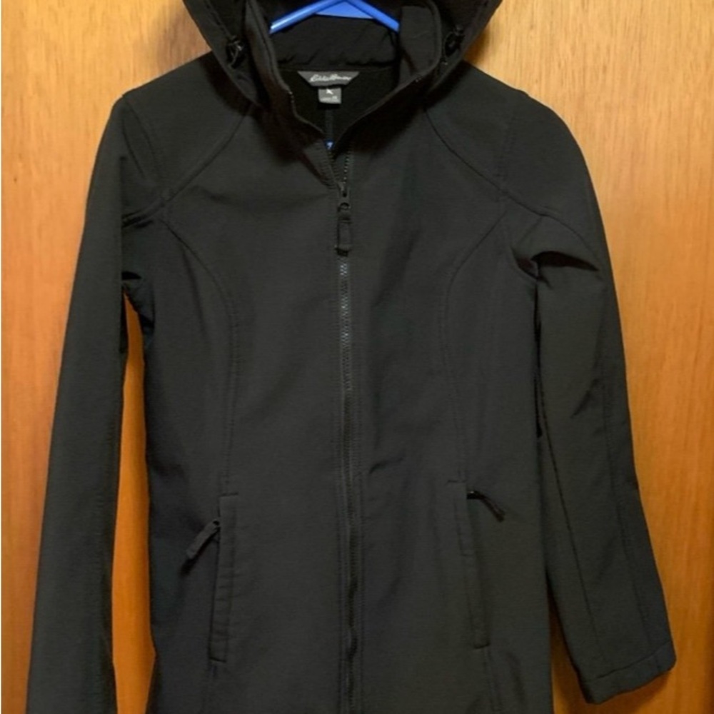Eddie Bauer Women's Soft Shell Black Hooded Coat XS